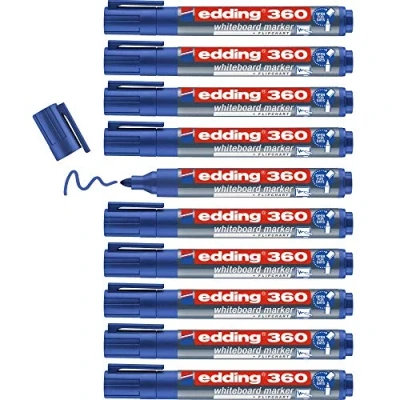 Abbildung von edding 360 Whiteboardmarker blau 10 Whiteboard Stifte Rundspitze 1,5 3 mm Boardmarker abwischbar für Whiteboard, Flipchart, Magnettafel, Pinnwand, Memoboard Sketchnotes nachfüllbar