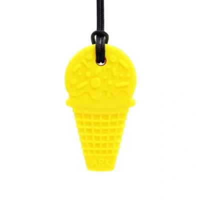 Abbildung von ARK® Kauhalskette in verschiedenen Stärken und Formen mit einstellbarer Abreißleine ATC Pflegeanleitung Sensory Halskette, Beißblock, Kauen, Zahnen, Autismus (Eiswaffel, weich gelb)