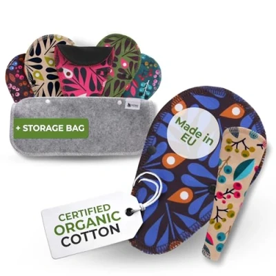 Abbildung von Slipeinlagen waschbar bio Baumwolle TANGA; 7 Pack (Größe S) STRING Waschbare dünn MADE IN EU; wiederverwendbare Stoff Slipeinlagen; Washable Panty Liners für Ausfluss; NICHT bei Periode