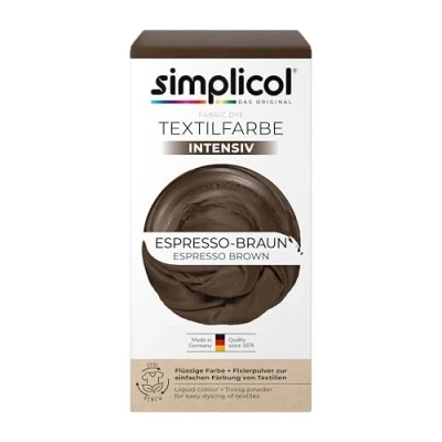 Abbildung von simplicol Textilfarbe intensiv Espresso Braun Einfaches Färben in der Waschmaschine Flüssige Farbe &amp; Fixierpulver 1er Pack