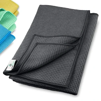 Abbildung von ELEXACLEAN Mikrofaser Trockentuch, Premium Waffeltuch (2 Stück, 60x40 cm, Anthrazit) superweiche Qualität für Auto, Glas, Küche, Geschirr, Bad