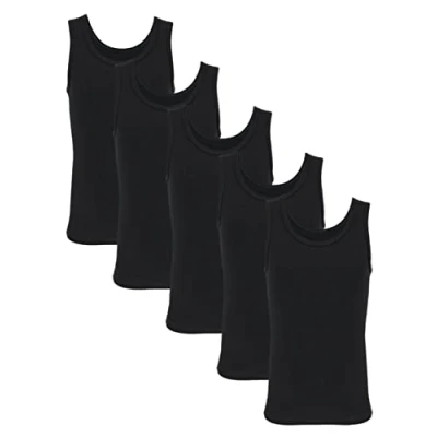 Abbildung von TupTam Kinder Jungen Unterhemd Ärmellos Tanktop 5er Pack, Farbe: Schwarz, Größe: 140 146