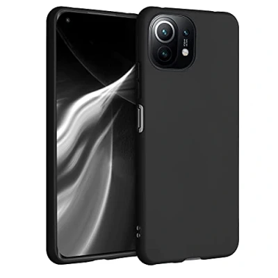 Abbildung von kwmobile Hülle kompatibel mit Xiaomi 11 Lite (5G) NE/Mi weiches TPU Silikon Case Cover geeignet für kabelloses Laden Schwarz matt