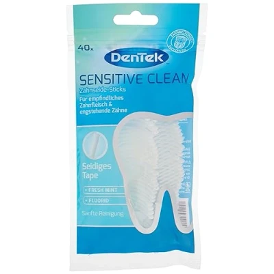 Abbildung von 40 St. DenTek Sensitive Clean Zahnseide Sticks für sensibles Zahnfleisch engstehende Zähne Zahnreinigung der Zahnzwischenräume Minzgeschmack Fluorid Zahnstocher Zungenreiniger
