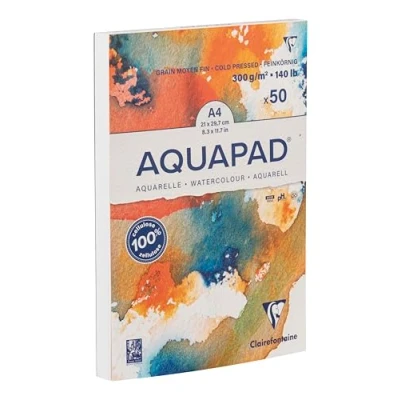 Abbildung von Clairefontaine 975722C Malblock Aquarell Papier mittelfein gekörnt Goldline Aqua 30 Blatt 29,7x42 cm 300g