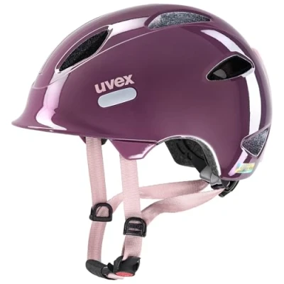 Abbildung von uvex oyo leichter Fahrradhelm für Kinder individuelle Größenanpassung erweiterbar mit LED Licht plum dust rose 50 54 cm