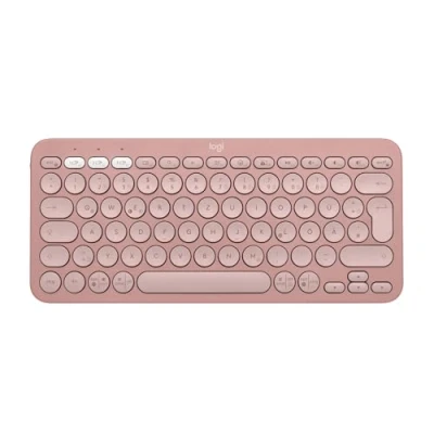 Abbildung von Logitech Pebble Keys 2 K380s, kabellose Multi Device Bluetooth Tastatur mit anpassbaren Sondertasten, schlank mobil, Easy Switch für Windows, macOS, iPadOS, Android, ChromeOS, Deutsches QWERTZ,Rosa