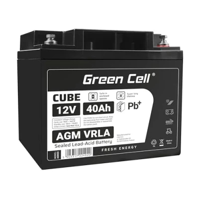 Abbildung von Green Cell® AGM 12V 40Ah Akku VRLA Blei Batterie Bleiakku Ersatzakku Gelakku Akkubatterie Zyklenfest Unbemann Caravan Photovoltaik Rollstuhl Solarspeicher Solarbatterie Solarpanel Wohnwagen