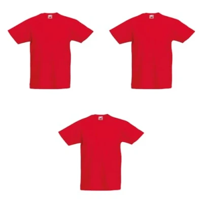 Abbildung von GIDUTEX 3er Pack Kinder Tshirts by Fruit of The Loom Original T Unisex (DE/NL/SE/PL, Numerisch, 116, Regular, 3, Rot)