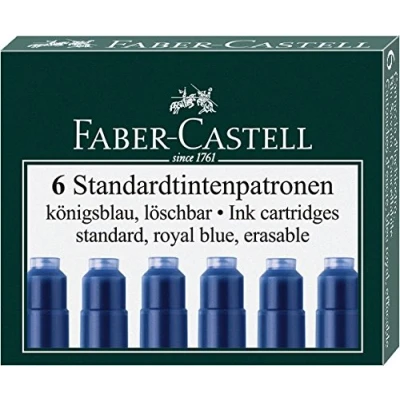 Abbildung von Faber Castell Tintenpatronen Standard, 6 Stück in Faltschachtel (3 Packungen, königsblau)