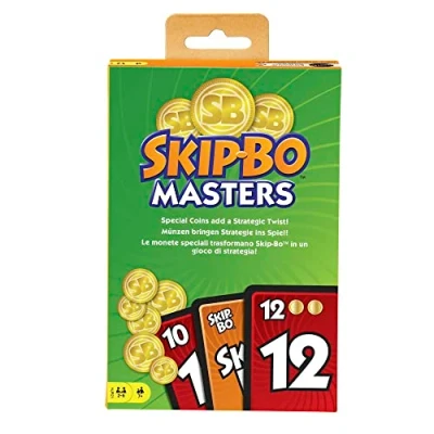 Abbildung von Skip Bo Mattel Games HJR21 Masters Kartenspiel für Familien, Reisen und Spieleabende, 2 bis 6 Spieler, Karten Brettspiel ab Jahren