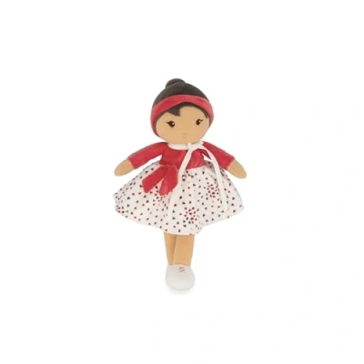 Abbildung von Kaloo Tendresse Meine 1. Stoffpuppe Emilie 25 cm große Rock aus Microsamt und rotes Tuch hübsche Geschenkbox personalisierbare Schleife ab Geburt, K200015