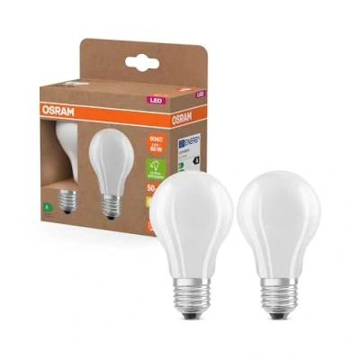 Abbildung von OSRAM LED Leuchtmittel Birne E27 3,8W matt 2.700K 806lm 2er