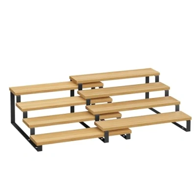Abbildung von SONGMICS Gewürzregale, Küchenregale stehend, Küchen Organizer, 2er Set, Holzwerkstoff, je 4 Ablagen, ausziehbar, stapelbar, für Speisekammer, Arbeitsplatte, naturbeige tintenschwarz KCS216N01