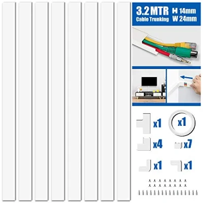 Abbildung von MUDEELA Kabelkanal, Kabelkanal Selbstklebend, 8 x L 400mm, B 24mm, H14mm