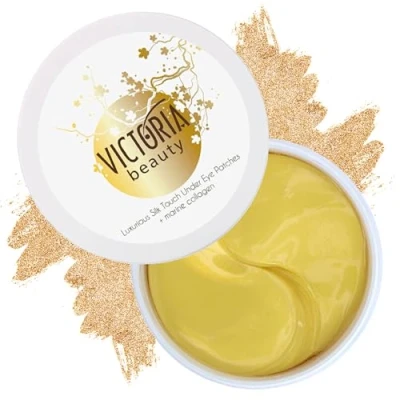 Abbildung von Victoria Beauty 60 Pads Kollagen Augenpads gegen Augenringe, Tränensäcke und Schwellungen kühlend, 24K Gold Kollagenaugenmaske, Collagen Under Eye Patches, Мindern Falten müde Augen