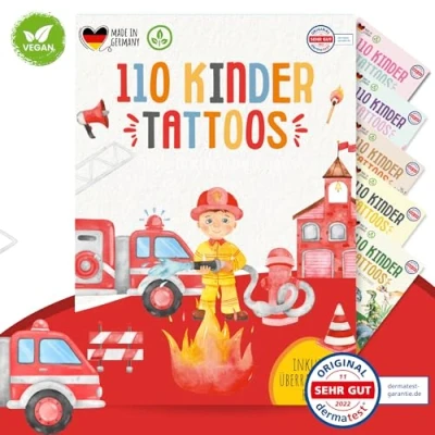 Abbildung von MeinBaby123 110 hautfreundliche Kinder Tattoos Feuerwehr, Feuerwehr Tattoo Kinder, Kindertattoos zum Aufkleben, vegan &amp; made in Germany (Feuerwehr)