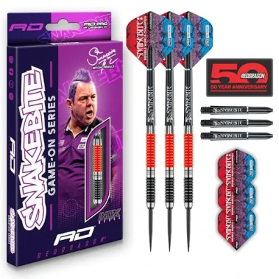 Abbildung von RED DRAGON Peter Snakebite Wright Game On Series 20g Stahlspitze Satz mit Dart Flüge und Schäften