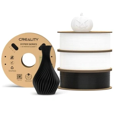 Abbildung von Creality Official Hyper PLA Filament Weiß+Weiß+Schwarz+Schwarz 4Kg, 3D Drucker für Hochgeschwindigkeitsdruck, Haltbar, Überhang Performance Maßgenauigkeit +/ 0.03mm, 4 Rollen