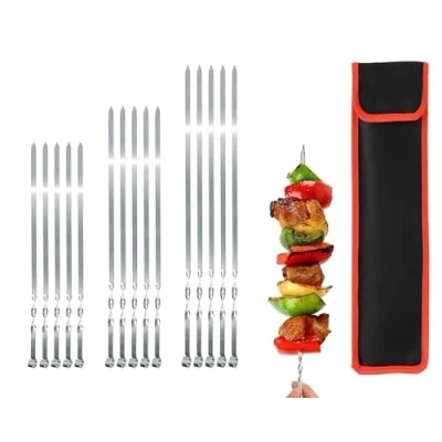 Abbildung von Grillspieße Schaschlikschpieße aus Edelstahl, Extra Breit: 1 cm (10 St, 40 cm) Fleischspieße Schampur Kebab Grillzubehör für Mangal Grillbesteck Grillzubehör, BBQ Spieße, Skewers, Schaschlik, Kebap