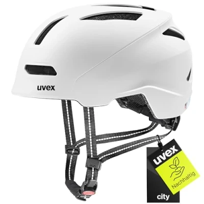 Abbildung von uvex urban planet nachhaltiger Fahrradhelm für Damen und Herren individuelle Größenanpassung aus Recyclingmaterial white matt 58 61 cm
