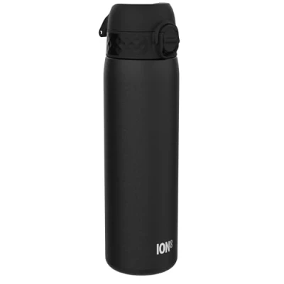 Abbildung von Ion8 Vakuumisolierte Edelstahl Trinkflasche, 500 ml, Auslaufsicher, Einhandöffnung, Sichere Verriegelung, Spülmaschinenfest, Tragegriff, Leicht zu Reinigen, Langlebig &amp; Kratzfest, Schwarz