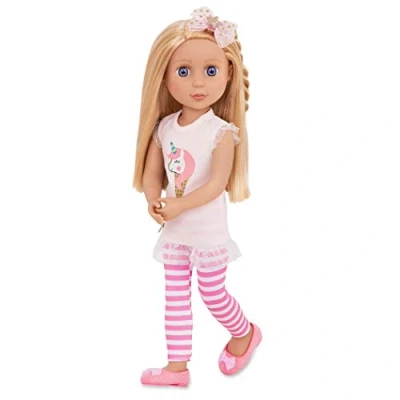 Abbildung von Glitter Girls Puppe Lacy Bewegliche 36cm mit Kleidung, Zubehör und langen Haaren zum frisieren Spielzeug ab 3 Jahren (6 Teile)