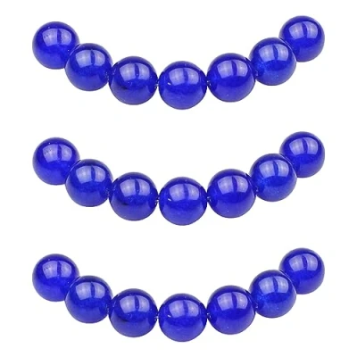 Abbildung von MJDCB Perlen zum Auffädeln 12mm 30 stück Saphirblaue Jade Halbedelsteine mit Loch Lose Runde Steinperlen für Herstellung Schmuck Armbänder Halsketten