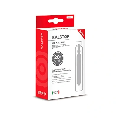 Abbildung von POLTI Kalstop PAEU0094, Biologisch abbaubarer Kalkentferner für Kesselgeräte, 20 Einwegfläschchen à 5 ml