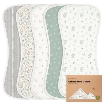 Abbildung von KeaBabies Bio Spucktücher Baby für Junge und Mädchen 5er Pack Ultra saugfähiges Mulltücher Unisex Moltontücher Mullwindeln Spucktuch (Prairie)