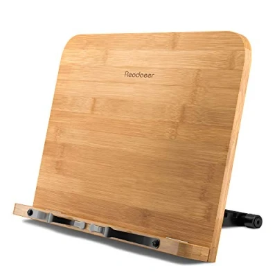 Abbildung von Readaeer Leseständer Bookrest Kochbuchhalter für Küche und Büro aus Bambus Faltbar