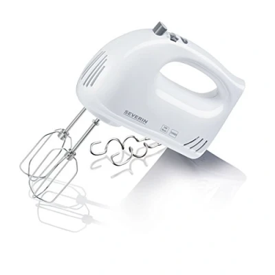Abbildung von SEVERIN Handmixer, Handrührgerät mit 5 Geschwindigkeitsstufen, praktischer Handrührer 2 Edelstahl Rührbesen und Knethaken, HM 3820
