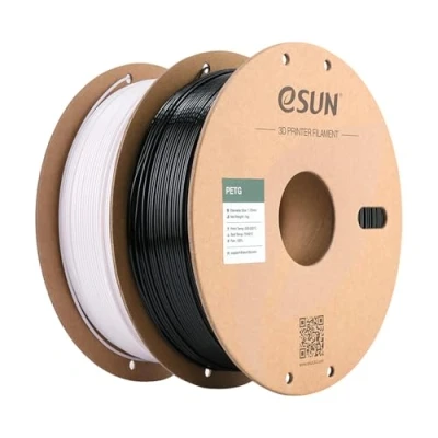 Abbildung von eSUN PETG Filament 1.75 mm, 3D Printer Filament, Measurement Accuracy +/ 0.03 1KG pro Spule, 2 Spulen Druck für Drucker, Einfarbig schwarz+Einfarbig weiß