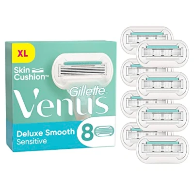 Abbildung von Gillette Venus Deluxe Smooth Sensitive Rasierklingen für Rasierer Damen, 8 Ersatzklingen Damenrasierer, Metall