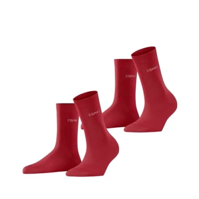 Abbildung von ESPRIT Damen Socken Uni 2 Pack W SO Baumwolle einfarbig Paar, Pink (Red Pepper 8074), 39 42