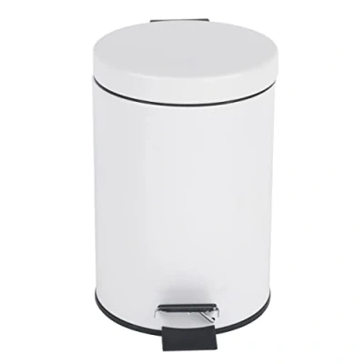 Abbildung von Beldray LA038098WHTEU7 Badezimmer Fußpedal Mülleimer Kleiner runder Edelstahl Hygienemülleimer für Schlafzimmer, Büro, Küche, WC, weicher Schließmechanismus, herausnehmbarer 3L Innenbehälter, Weiß