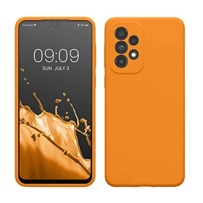 Abbildung von kwmobile Hülle kompatibel mit Samsung Galaxy A33 5G Silikon Handy Case Handyhülle weiche Oberfläche kabelloses Laden Fruity Orange