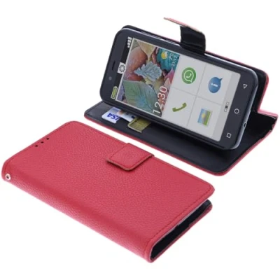 Abbildung von foto kontor Tasche kompatibel mit Emporia Smart 5 Mini Schutzhülle rot Book Style Case Handy Schutz Hülle Buch Wallet Handyhülle Cover Klapphülle Ständer Handytasche