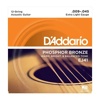 Abbildung von D&#039;Addario Gitarrensaiten Westerngitarre Akustikgitarre Acoustic Guitar Strings EJ41 Extra Light, 12 String, 9 45 1 Stück