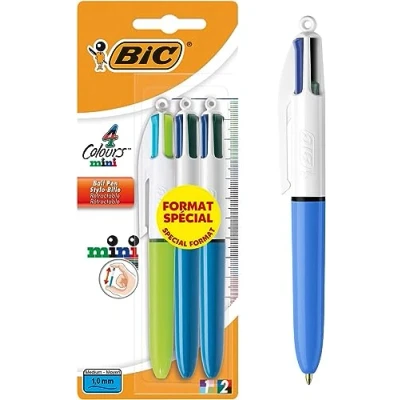Abbildung von BIC 4 Farben Kugelschreiber Set Colours Mini, 3er Pack, Ideal für das Büro, Home Office oder die Schule