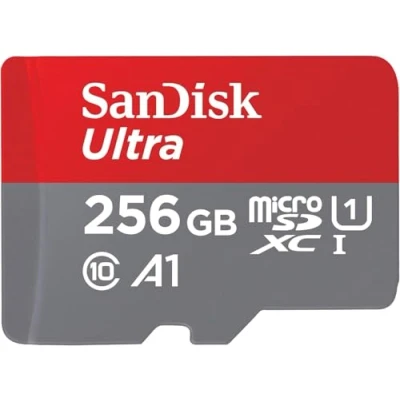Abbildung von SanDisk Ultra Android microSDXC UHS I Speicherkarte 256 GB + Adapter (Für Smartphones und Tablets, A1, Class 10, U1, Full HD Videos, bis zu 150 MB/s Lesegeschwindigkeit)
