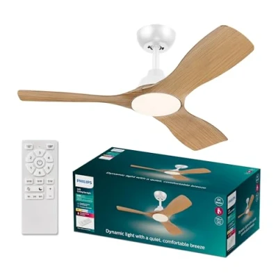 Abbildung von Philips LED Ventilator Olas, Ø 106 cm, braun/weiß, leise