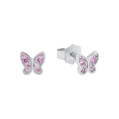 Abbildung von s.Oliver Ohrstecker 925 Sterling Silber Mädchen Kinder Ohrschmuck, mit Zirkonia synth., 0,5 cm, Silber, Schmetterling, Kommt in Schmuck Geschenk Box, 2036822