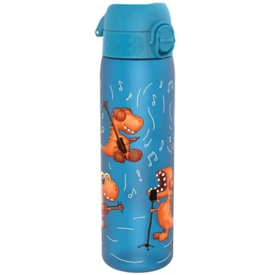 Abbildung von Ion8 Trinkflasche, 500 ml, Auslaufsicher, Einhandöffnung, Sichere Verriegelung, Spülmaschinenfest, BPA frei, Tragegriff, Klappdeckel, Leicht zu Reinigen, Klimaneutral, Dino Band