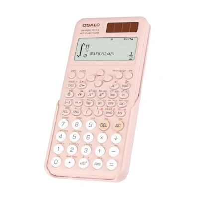 Abbildung von OSALO Wissenschaftlicher Taschenrechner 417 Funktion 10+2 Stellen Geschriebenes Display Solar und Batterie Rechner Schutzhülle für Schule Rosa (OS 991ES Plus 2nd Edition)