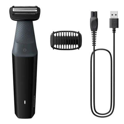 Abbildung von Philips Bodygroom Series 3000, wasserfester Trimmer für Intimbereich und Körper, gründliche angenehme Rasur, Ganzkörperpflege, 50 Min. Laufzeit, Modell BG3017/01