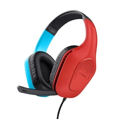 Abbildung von Trust Gaming GXT 416S Zirox Leichtes Headset für Nintendo Switch mit 50 mm Treiber, 1,2 m Kabel, Hochklappbares Mikrofon, 3,5 Audioanschluss, Over Ear Kopfhörer Blau/Rot