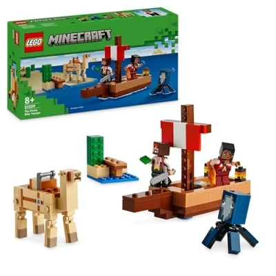 Abbildung von Lego Minecraft Die Piratenschiffreise, Spielzeug Schiff mit Piratenfiguren, Tintenfisch und Kamel, Bauspielzeug für Rollenspiele, Geschenk Jungen Mädchen ab 8 Jahren 21259