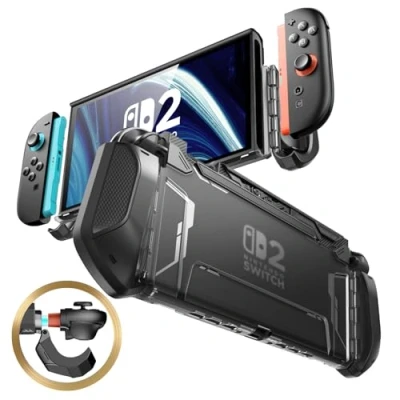 Abbildung von mumba Dockable Hülle für Switch 2 2025, TPU Griff Schutzhülle Tragbar Case Cover Zubehör [Blade] Kompatibel mit LCD 8 Zoll und Quick Release Joy Con Design (Dark)