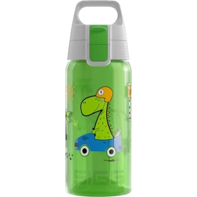 Abbildung von SIGG Trinkflasche Kinder Viva One Dino Race Für Kohlensäurehaltige Getränke Geeignet Auslaufsicher Spülmaschinenfest BPA frei Sport &amp; Schule Blau 0,5L